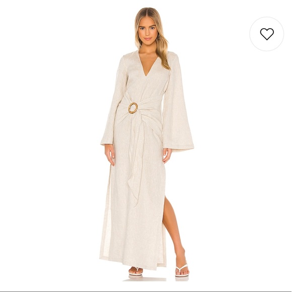 L'Academie Dresses & Skirts - L'Academie The Riella Beige Linen Maxi Dress NWT